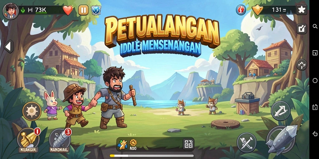 Tangkapan layar menunjukkan gameplay santai dan seru dari 73K.