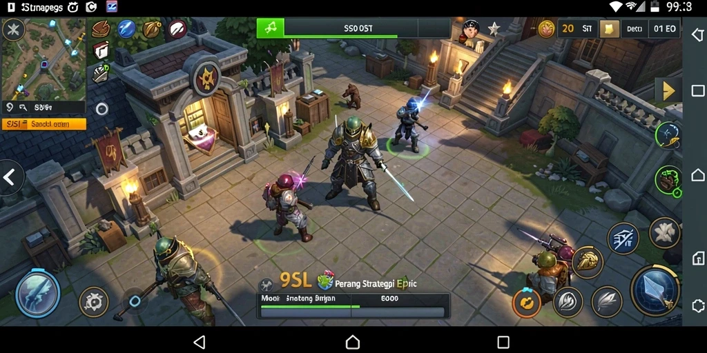 Screenshot gameplay 9SL menampilkan pertempuran strategi yang intens.