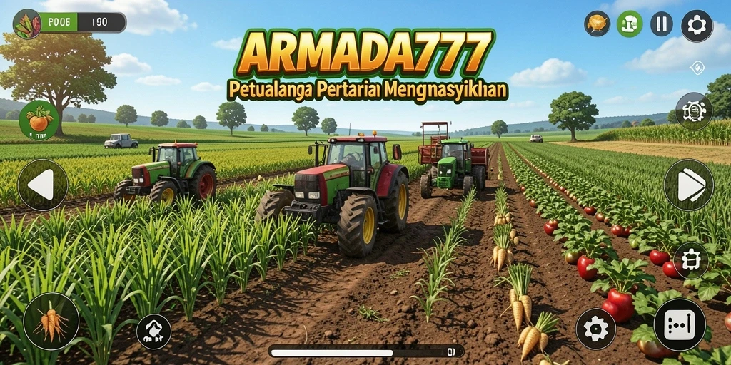 Gameplay ARMADA777 yang menampilkan aktivitas bertani yang seru dan interaktif.