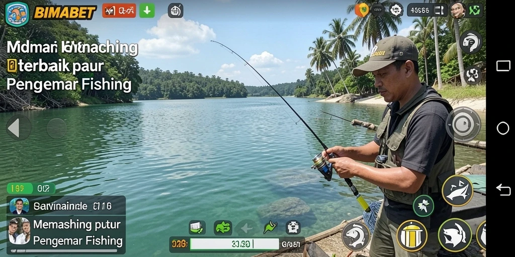 Gameplay seru dalam BIMABET saat menangkap ikan di laut.