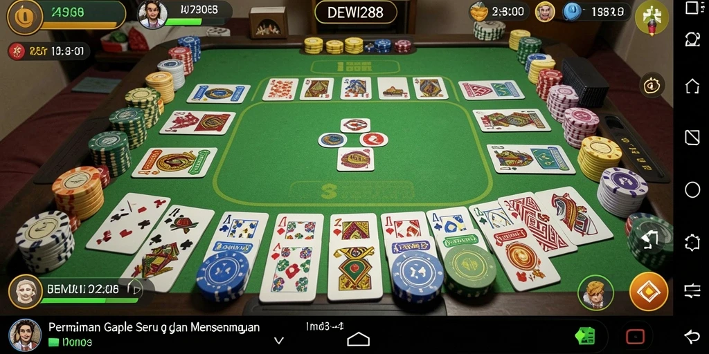 Tampilan gameplay Gaple di DEWI288 yang menarik dan interaktif.