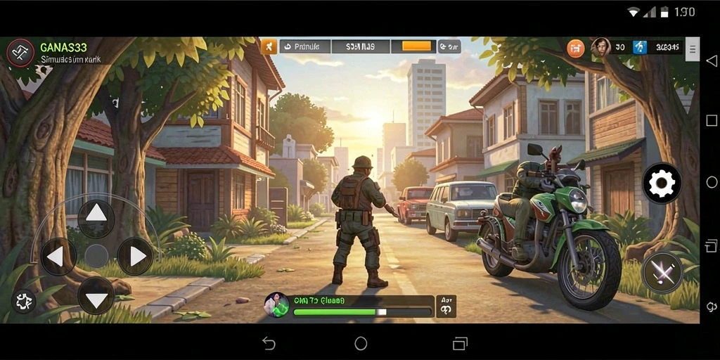 Tangkapan layar gameplay GANAS33 dengan interaksi karakter yang realistis.