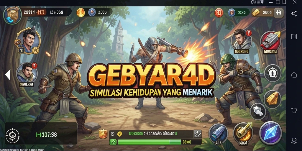 Tangkapan layar utama GEBYAR4D menunjukkan gameplay simulasi yang menarik dan kreatif.
