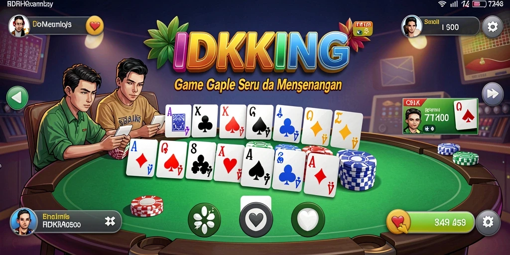 Tampilan gameplay seru IDRKING saat bermain Gaple bersama teman.
