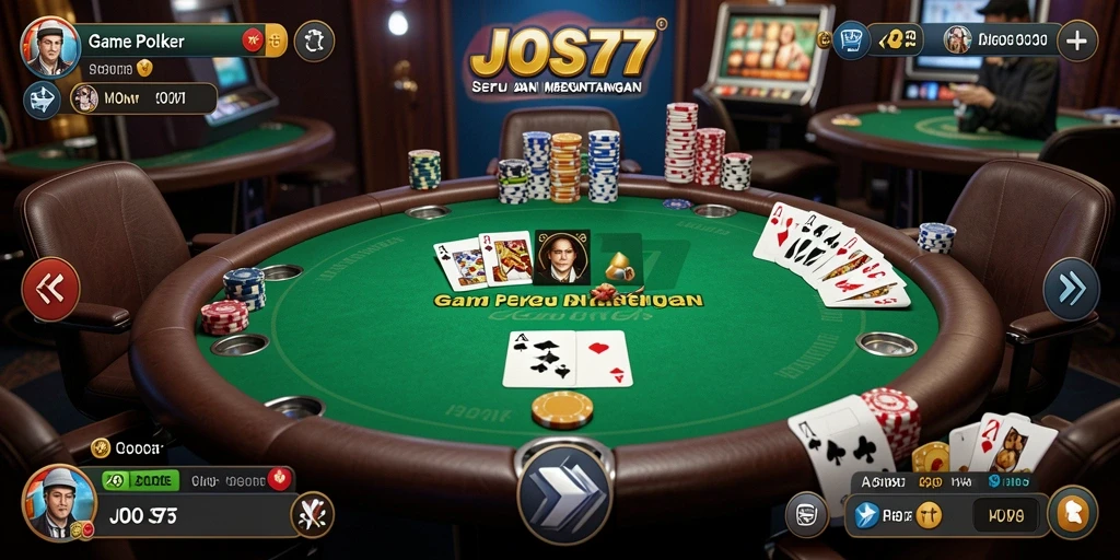 Tampilan gameplay Poker yang mendebarkan di JOS77.