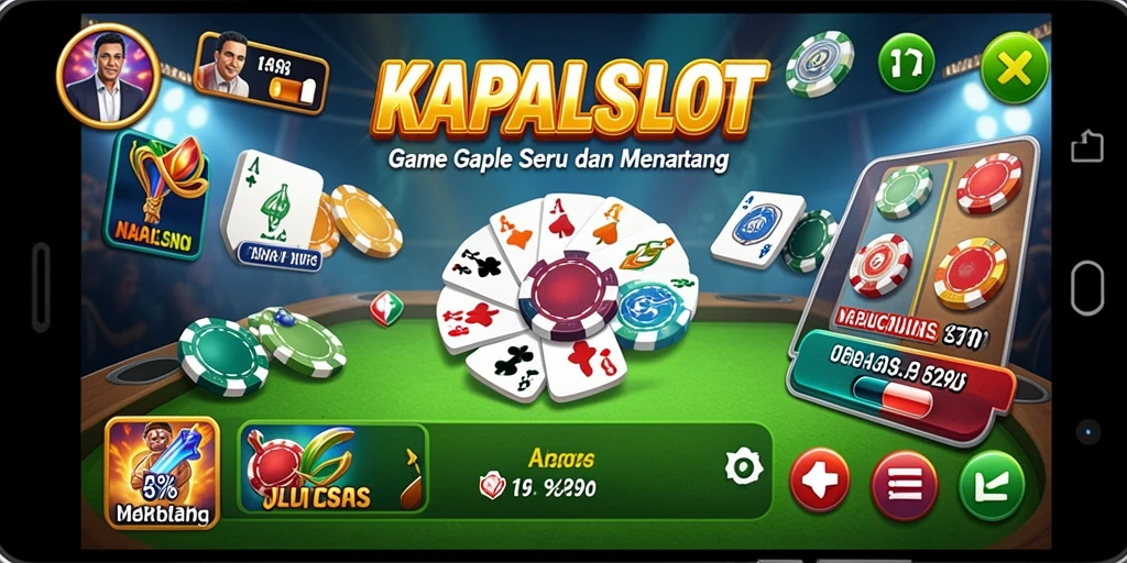 Tampilan gameplay seru KAPALSLOT dengan fitur Gaple yang menarik.