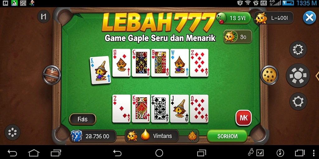 Tampilan gameplay seru dari LEBAH777 yang membuat bermain Gaple semakin asyik.