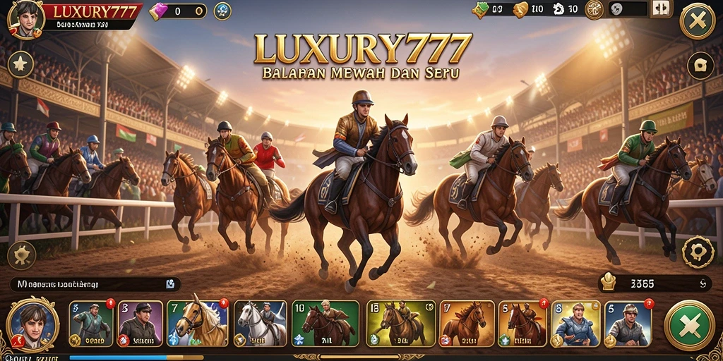 Tampilan gameplay balapan yang mendebarkan dan penuh aksi di LUXURY777.