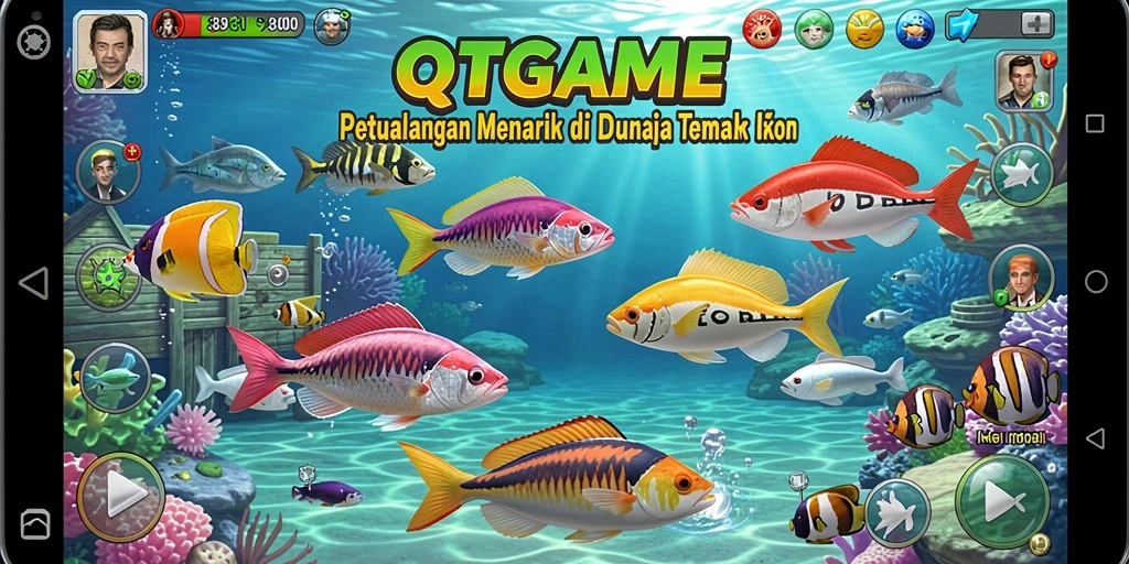 Tangkapan layar QTGAME menampilkan gameplay mendebarkan dalam Tembak Ikan.