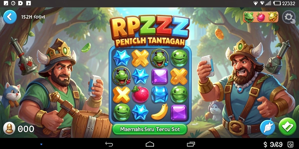 Tangkapan layar gameplay RPZZZ menunjukkan aksi mencocokkan objek yang penuh warna.