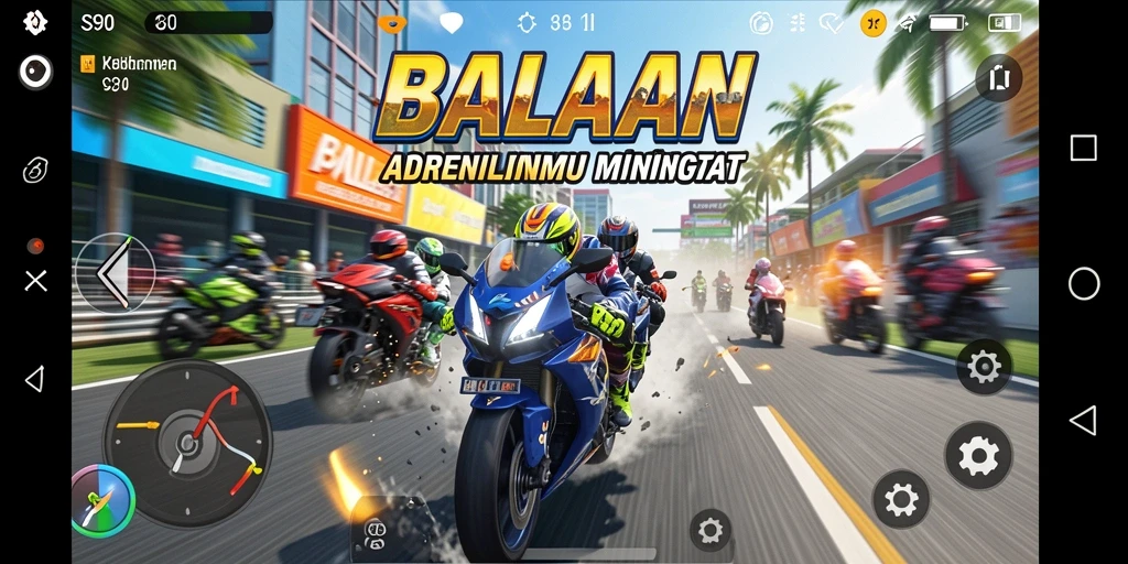 Gameplay S80 dengan balapan motor yang seru dan grafis menawan.