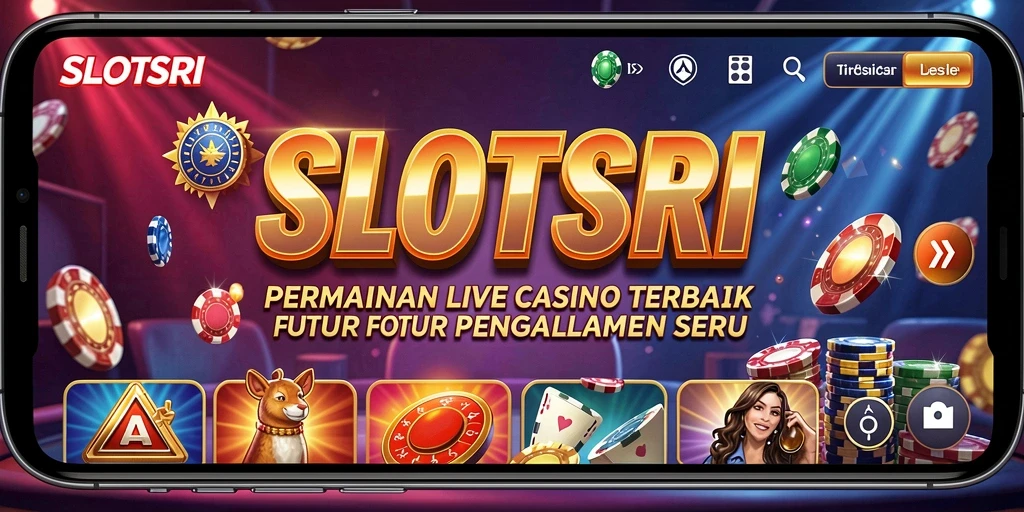 Screenshot SLOTSRI menampilkan dealer langsung dan atmosfer kasino yang nyata.