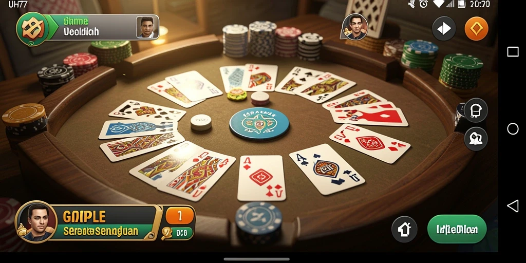 Tampilan screenshot UH77 memperlihatkan keseruan gameplay Gaple yang seru.