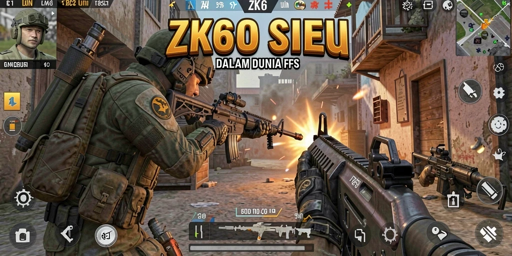 Screenshot gameplay ZK6 menampilkan aksi tembak-menembak yang intens.